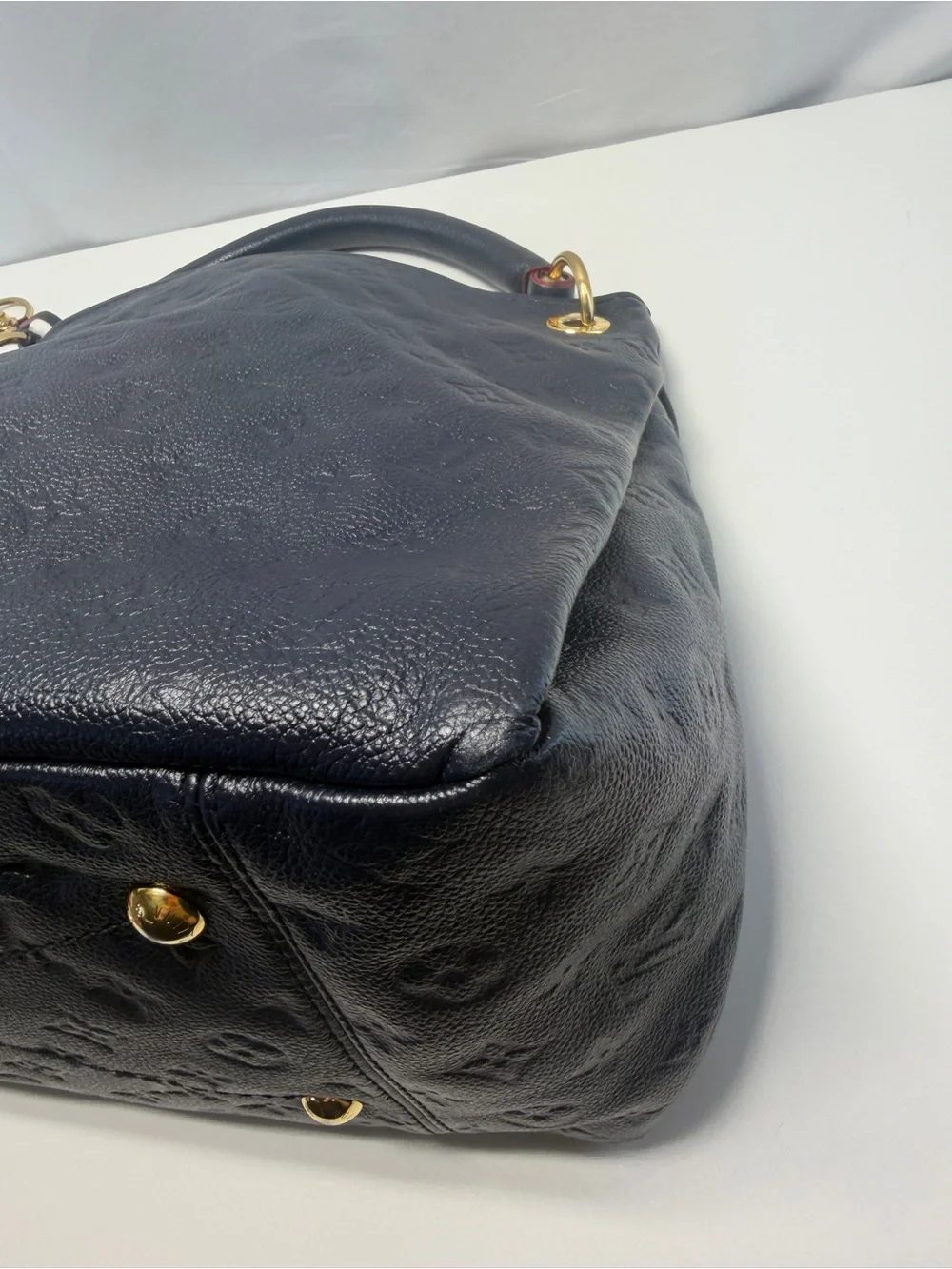 Louis Vuitton blue Monogram Empreinte Leather Shoulder Bag with Gold Hardware